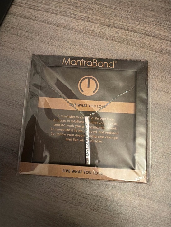 MantraBand Jewelry - MantraBand Silver Vertical Bar Necklace with Engraved Mantra
